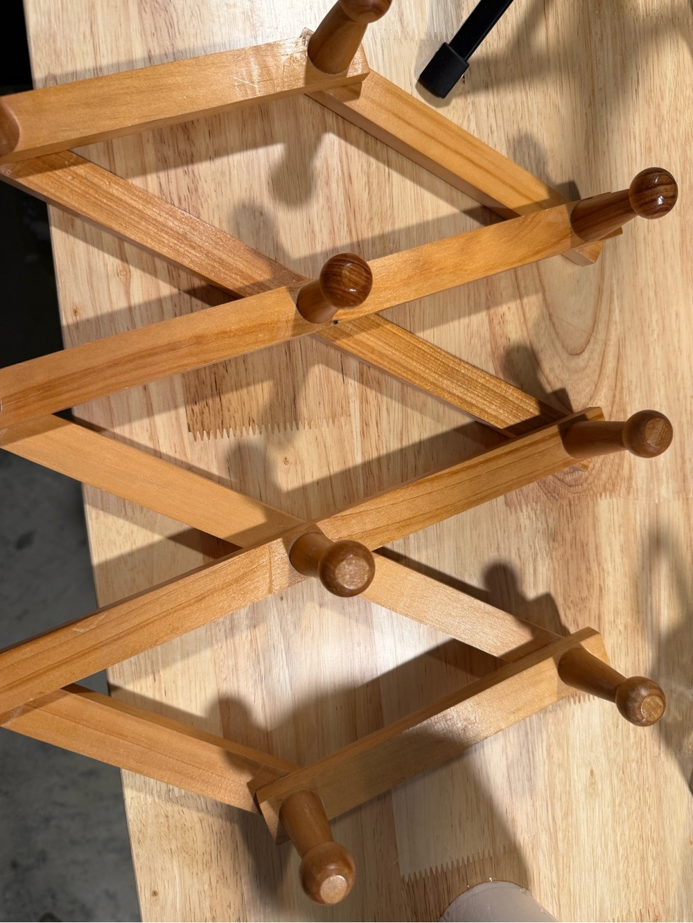 Wooden Expandable Peg Rack - Natural Light Wood